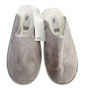 Nordstrom Rack Womens Sz M Gray Scuff Slide Faux Suede Slippers NWT